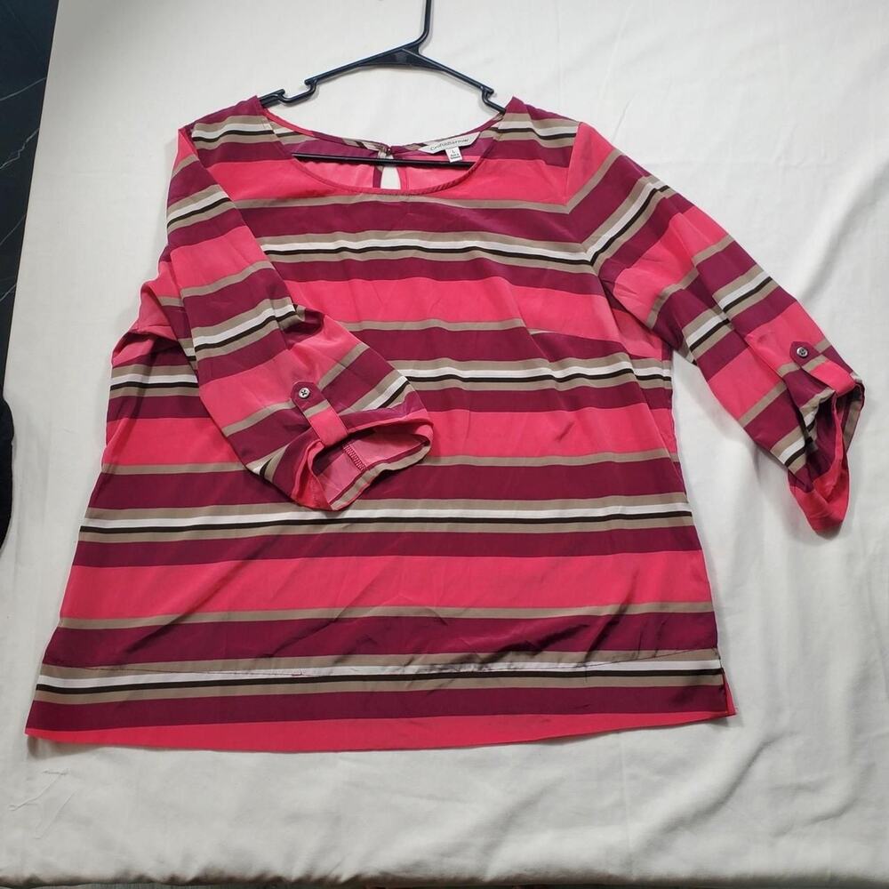 Croft-barrow Pink Women's shirt with Buttons on Sleeves sz L